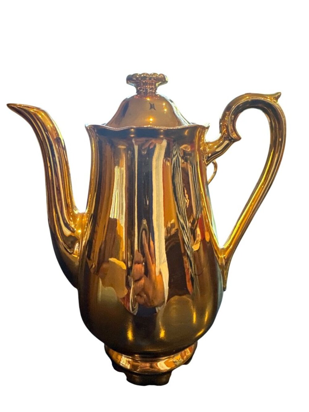 Hall Golden Glo 22K Gold Coffee Tea Set 22K Gold USA Teapot Creamer Sugar MCM - Picture 2 of 16